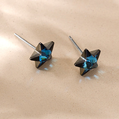 Rockyu ピアス レディース スターカット スワロフスキークリスタル使用 925シルバー製 小ぶりスタッド