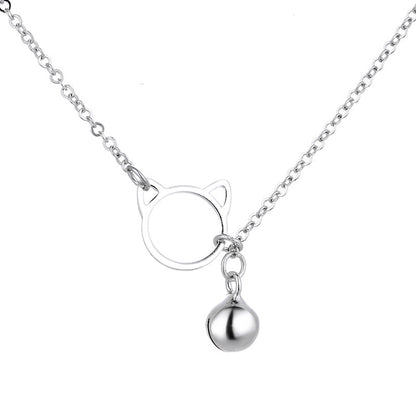 Rockyu 猫モチーフネックレス レディース シルバー925 鎖骨チェーン付き ジルコニアチャーム