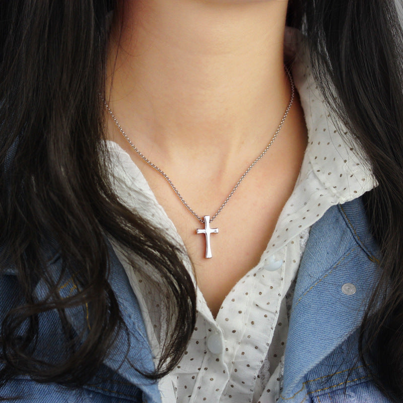 Rockyu ネックレス メンズ 十字架 クロス シルバー ステンレス シンプルペンダント