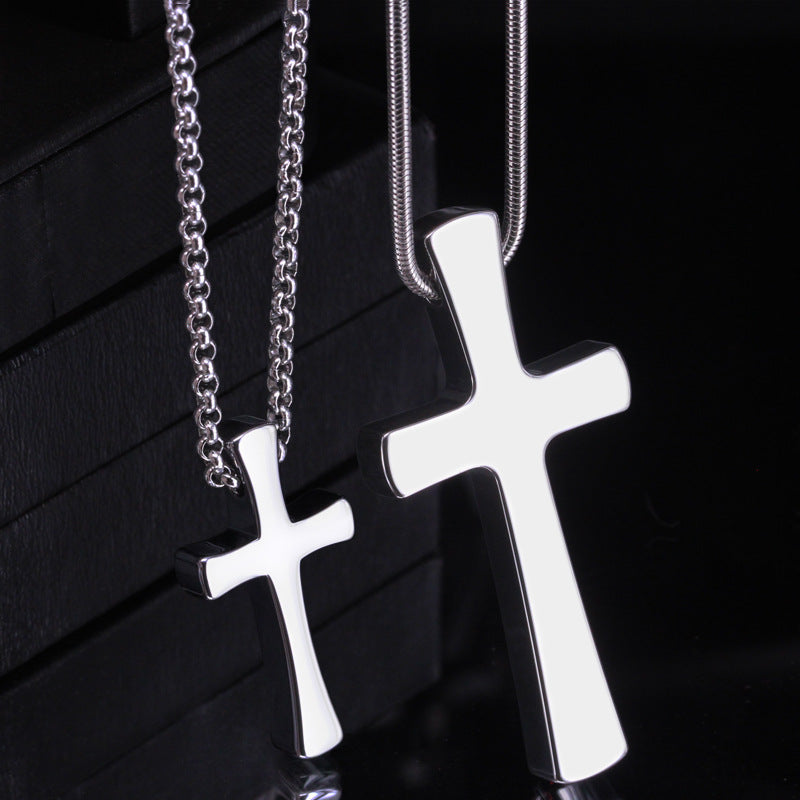 Rockyu ネックレス メンズ 十字架 クロス シルバー ステンレス シンプルペンダント