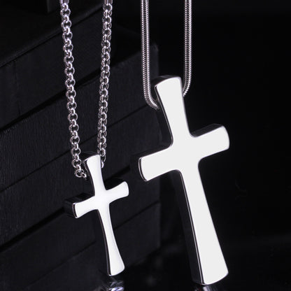 Rockyu ネックレス メンズ 十字架 クロス シルバー ステンレス シンプルペンダント