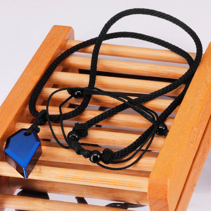 Rockyu ネックレス メンズ タングステン製 オオカミ牙モチーフ 編み込みチェーン付き