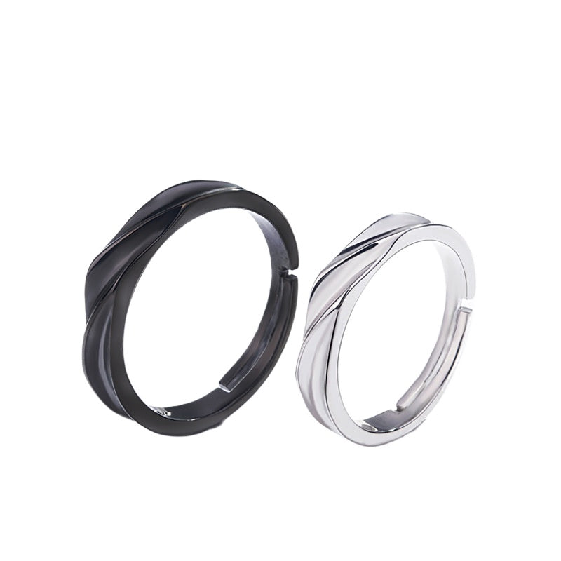 ペアリング｜シルバー925＆ブラック フリーサイズ カップルリング 恋人へのプレゼントに