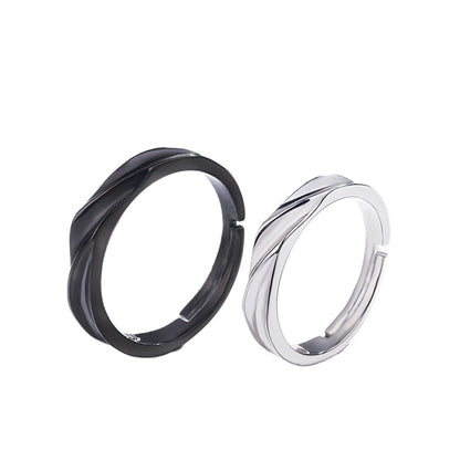 ペアリング｜シルバー925＆ブラック フリーサイズ カップルリング 恋人へのプレゼントに