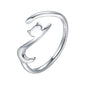 Rockyu 猫リング レディース シルバー925 フリーサイズ シンプル 可愛い ネコモチーフ 金属アレルギー対応