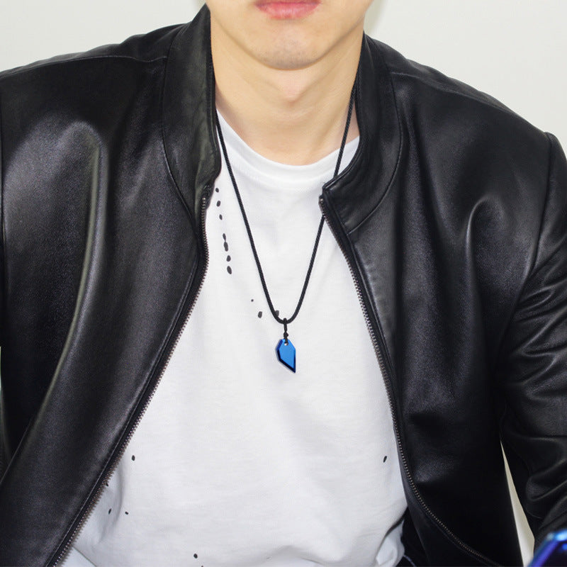 Rockyu ネックレス メンズ タングステン製 オオカミ牙モチーフ 編み込みチェーン付き