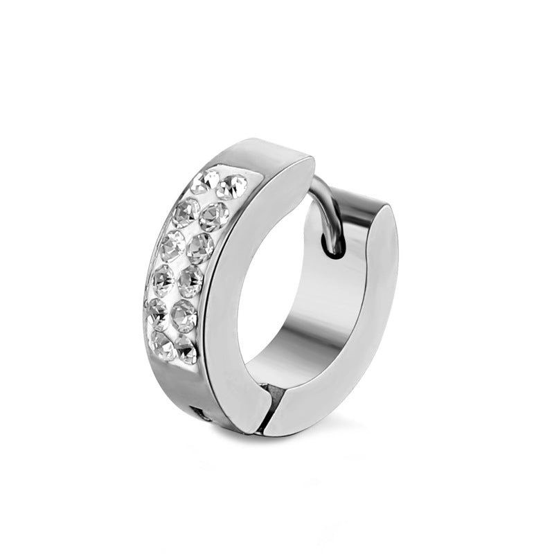 Rockyu メンズ3色リングピアス 多粒ジルコニア チタン製 アレルギー対応 輝きを放つ耳元アクセサリー