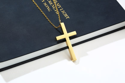 Rockyu チタン クロスネックレス メンズ ゴールド 十字架ペンダント 金属アレルギー対応 54mm×30mm