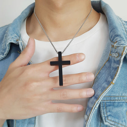 Rockyu チタン クロスネックレス メンズ ゴールド 十字架ペンダント 金属アレルギー対応 54mm×30mm