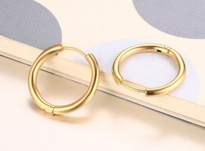 Rockyu フープピアス レディース メンズ ユニセックス シンプル ゴールド＆シルバー 11mm〜30mm