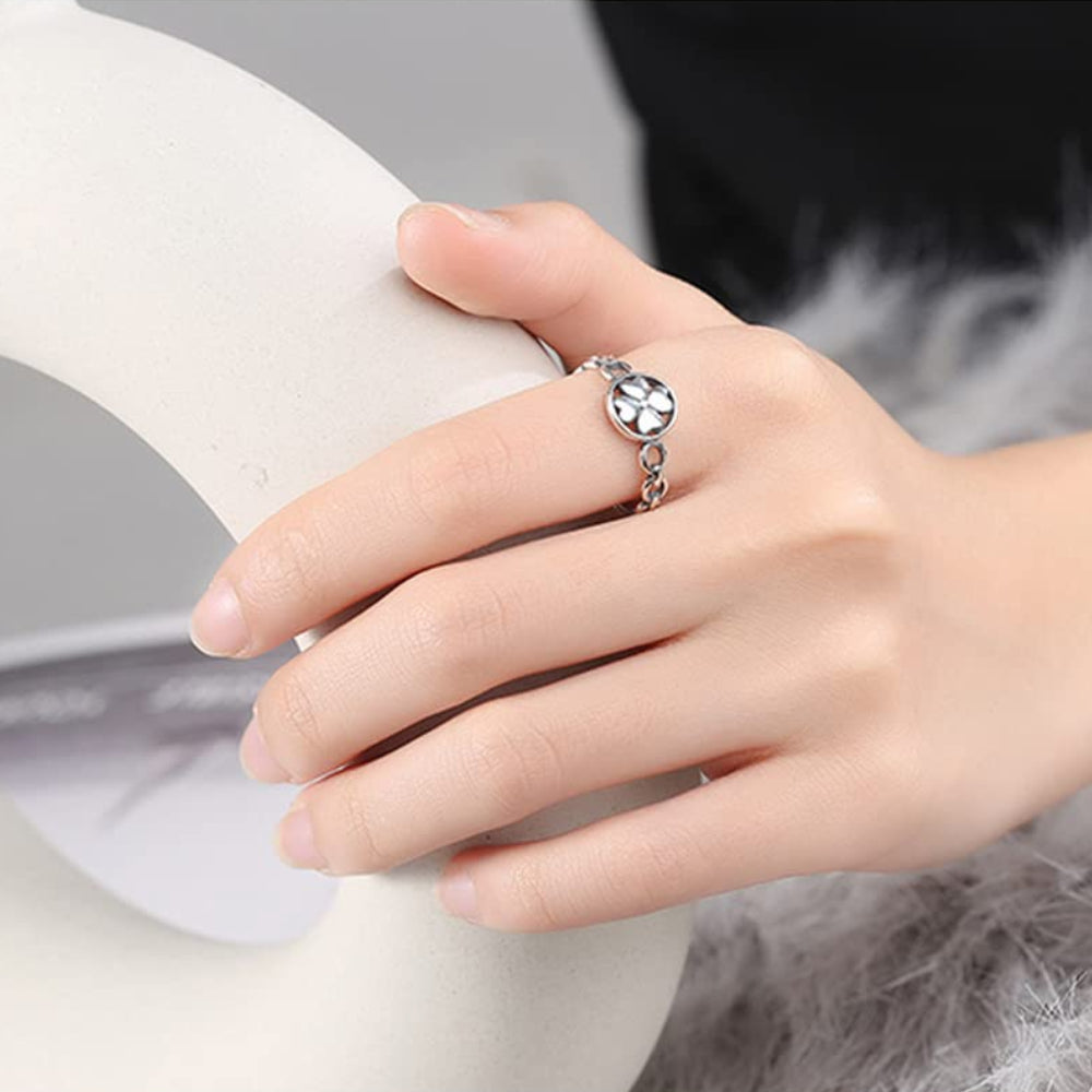 Rockyu フラワーモチーフリング レディース シルバー925 花デザイン フリーサイズ