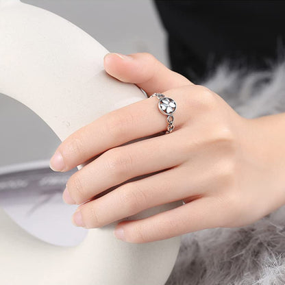 Rockyu フラワーモチーフリング レディース シルバー925 花デザイン フリーサイズ