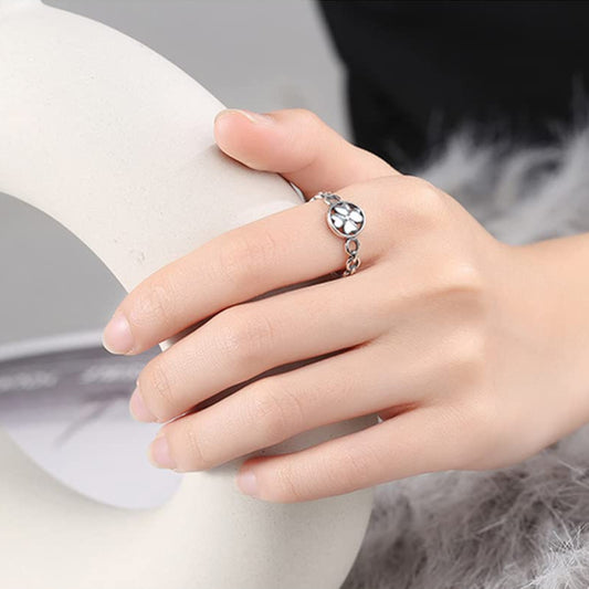 Rockyu フラワーモチーフリング レディース シルバー925 花デザイン フリーサイズ