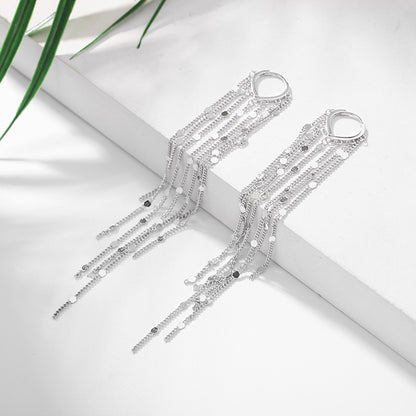 Rockyu フリンジフープピアス レディース ロング 揺れる 18金メッキ 小顔効果 アレルギー対応