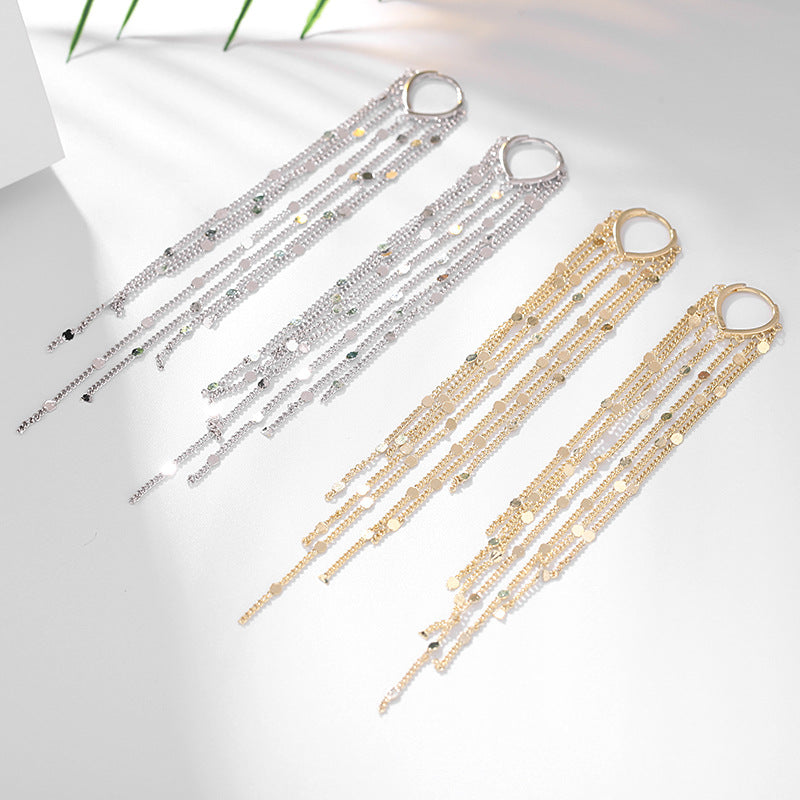 Rockyu フリンジフープピアス レディース ロング 揺れる 18金メッキ 小顔効果 アレルギー対応