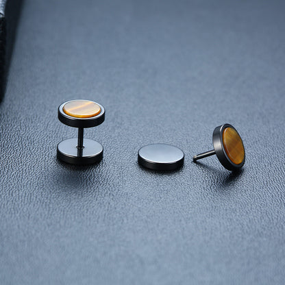 Rockyu ステンレス製スタッドピアス メンズ レディース 両耳用 ターコイズデザイン