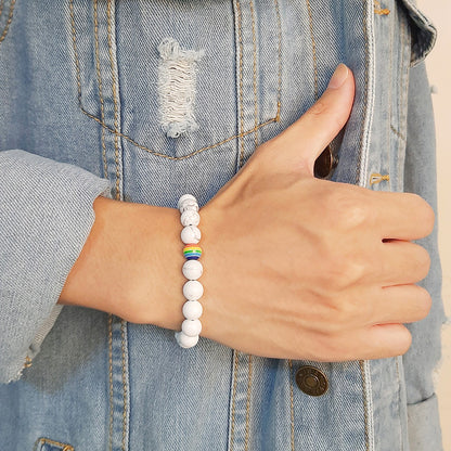 Rockyu ブレスレット メンズ レディース 天然石 パワーストーン 数珠 虹 レインボー ビーズ アクセサリー