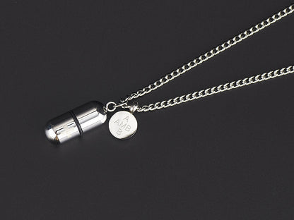 Rockyu メンズカプセルネックレス ピンクゴールド チタン製 防水 メモリアル仕様