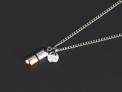 Rockyu メンズカプセルネックレス ピンクゴールド チタン製 防水 メモリアル仕様