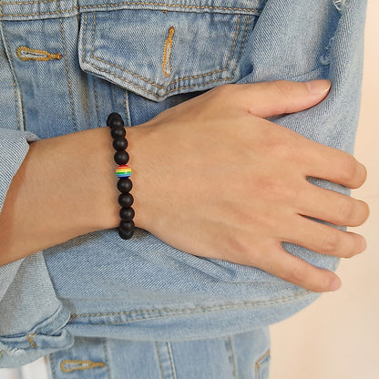 Rockyu ブレスレット メンズ レディース 天然石 パワーストーン 数珠 虹 レインボー ビーズ アクセサリー