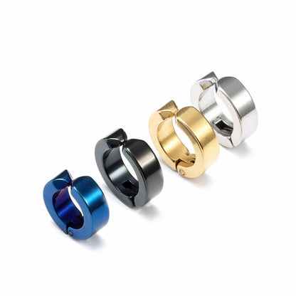 Rockyu フェイクピアス メンズ レディース フープ イヤーカフ ノンホール 黒 青 金 シルバー アレルギー対応