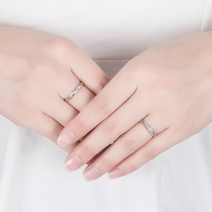 Rockyu 永遠の愛 ジルコニア ペアリング シルバー925 メンズ レディース フリーサイズ