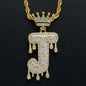 Rockyu ネックレス メンズ イニシャル A-Z 王冠モチーフ ゴールド ジルコニア ヒップホップ アクセサリー