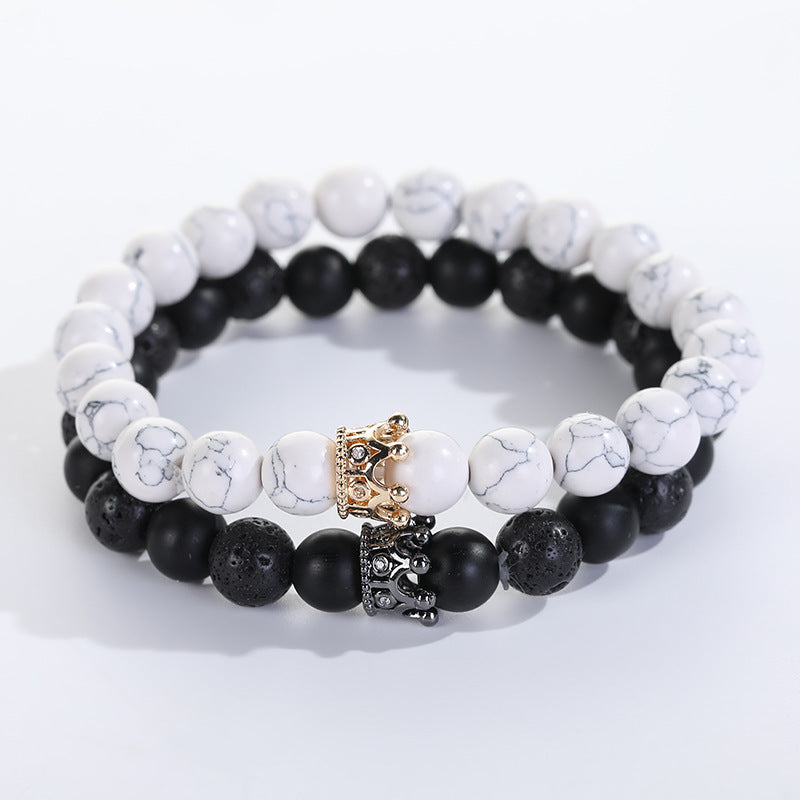 Rockyu ブレスレット レディース メンズ 2連 数珠 ビーズ 天然石 瑪瑙 クリスタル パワーストーン 開運アクセサリー