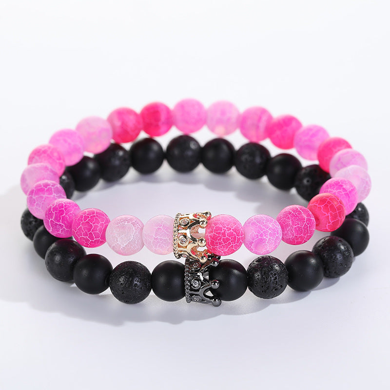 Rockyu ブレスレット レディース メンズ 2連 数珠 ビーズ 天然石 瑪瑙 クリスタル パワーストーン 開運アクセサリー