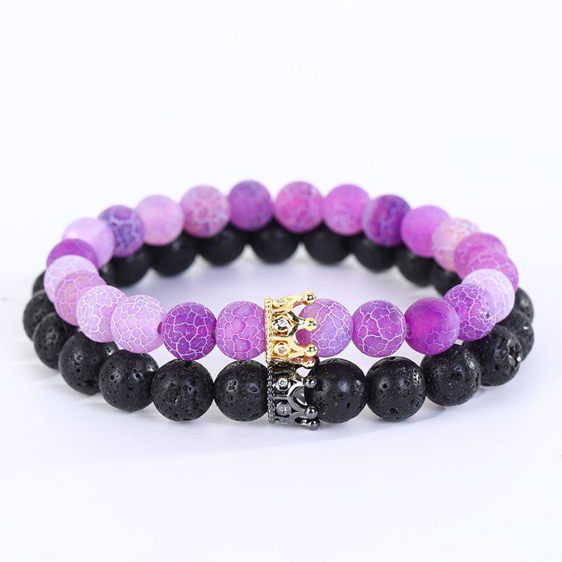 Rockyu ブレスレット レディース メンズ 2連 数珠 ビーズ 天然石 瑪瑙 クリスタル パワーストーン 開運アクセサリー