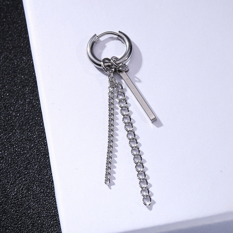 Rockyu メンズピアスセット 十字架 スター スパイク付きチェーンフープピアス