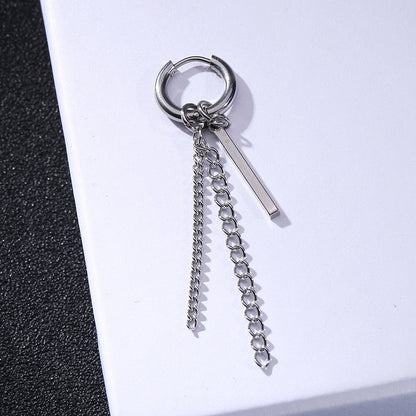 Rockyu メンズピアスセット 十字架 スター スパイク付きチェーンフープピアス