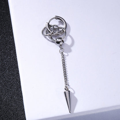 Rockyu メンズピアスセット 十字架 スター スパイク付きチェーンフープピアス