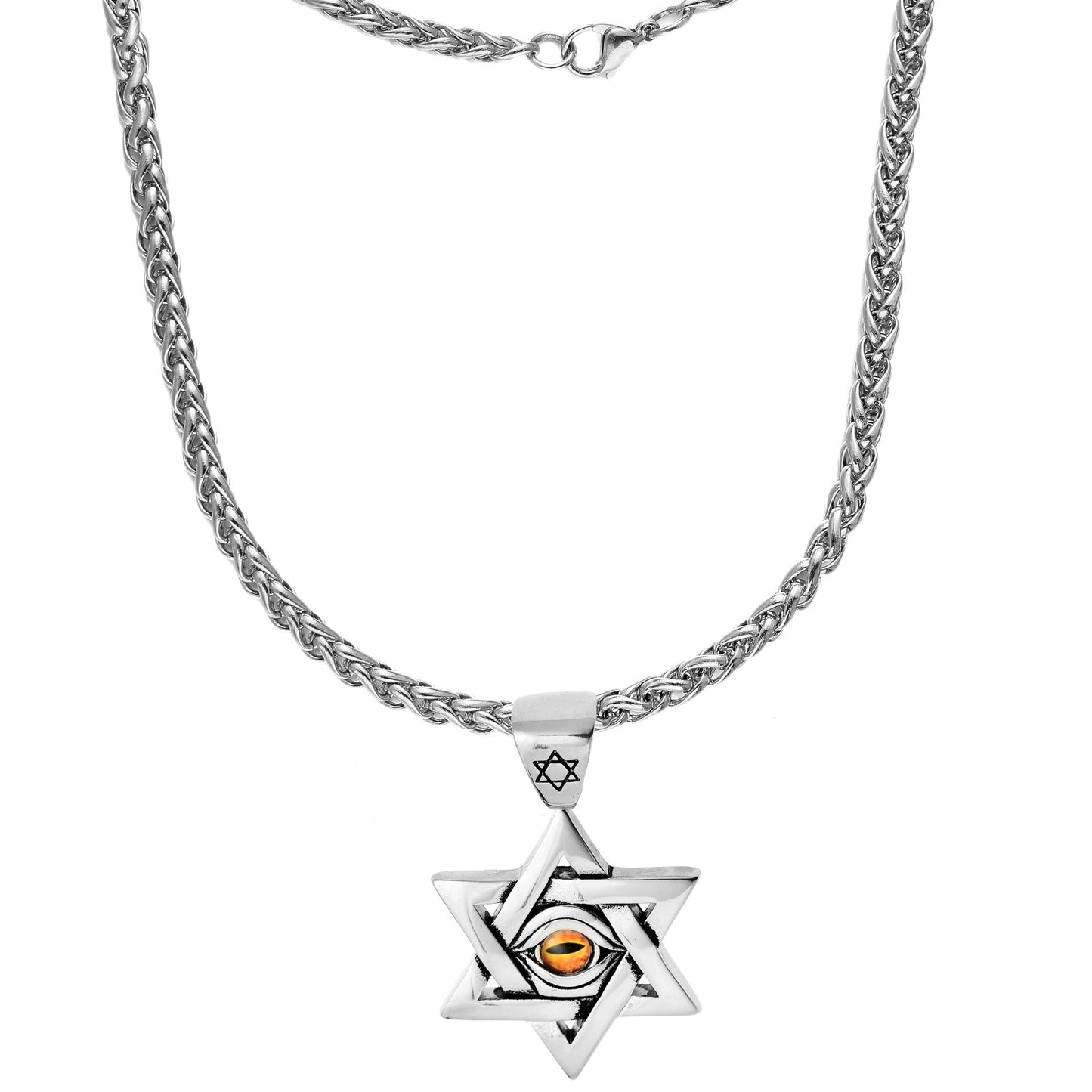 Rockyu メンズネックレス 六芒星ペンダント ステンレス製 ゴールド シルバー ブラック 個性派 アクセサリー