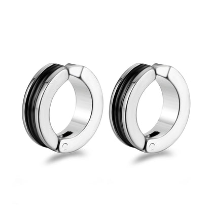 Rockyu ピアス メンズ レディース フープ シルバー チタン ノンホール イヤーカフ