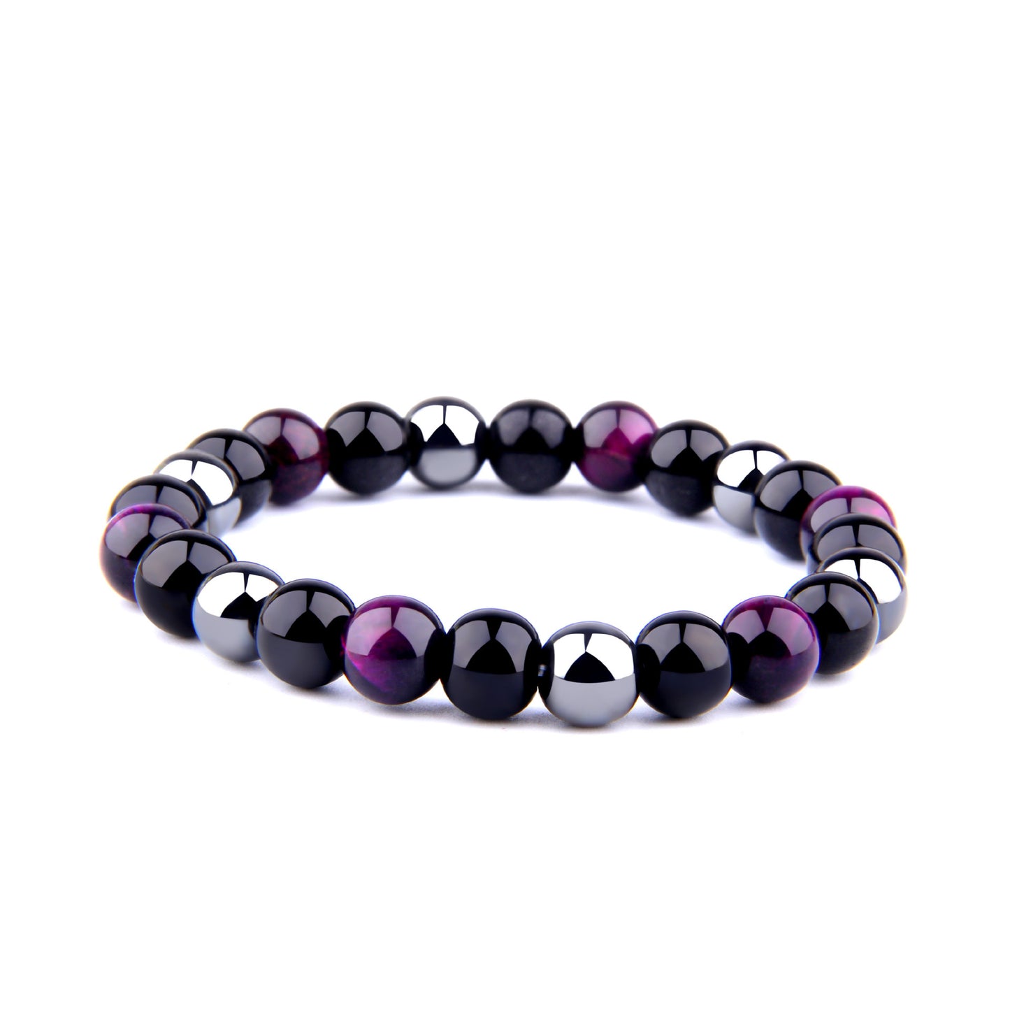 Rockyu ブレスレット メンズ レディース 数珠 虎目石 天然石 パワーストーン