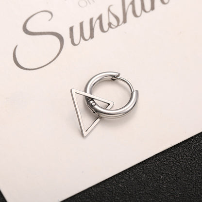 Rockyu ピアス メンズ シルバー 幾何学 四角形 フープ チタン製 金属アレルギー対応