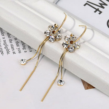 Rockyu ピアス レディース フラワー 揺れる フック ゴールド ジルコニア