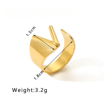 Rockyu イニシャルリング A〜Z選べる 太めゴールド フリーサイズステンレス指輪