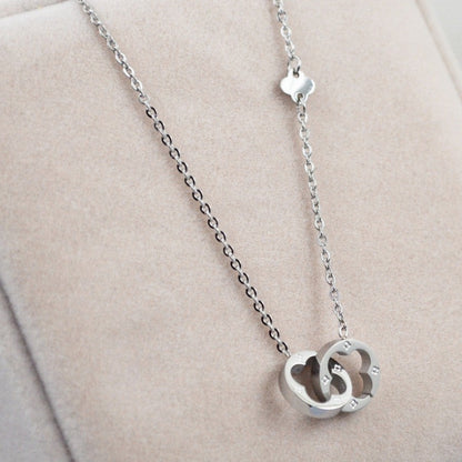 ダブルリングクローバーネックレス｜18金風ステンレス｜レディース シンプルペンダント