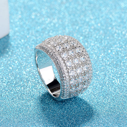 Rockyu 指輪 レディース 太め シルバー色 ジルコニア プラチナメッキ キラキラリング