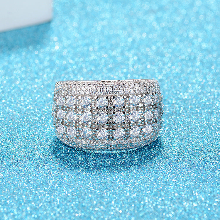 Rockyu 指輪 レディース 太め シルバー色 ジルコニア プラチナメッキ キラキラリング