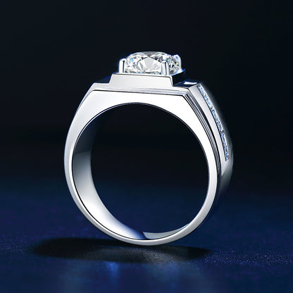 Rockyu メンズリング フリーサイズ 一粒ジルコニア シルバー 光沢仕上げ