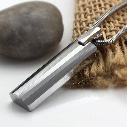 Rockyu ネックレス メンズ 長方形 スティック シルバー タングステン