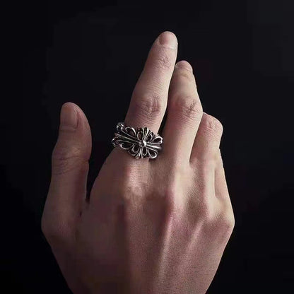 Rockyu ファッション アクセサリー ステンレス リング 指輪 メンズ ステンレス ロック レトロ アンティーク風 プレゼント