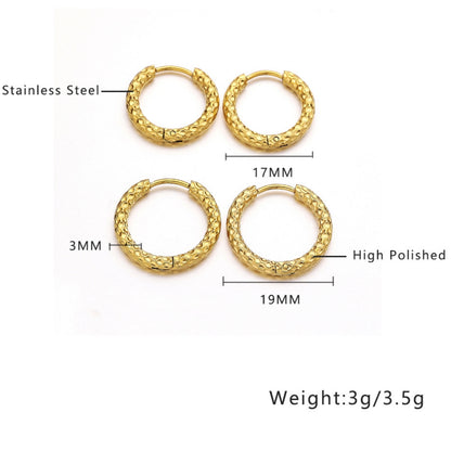 Rockyu レディース ゴールド フープピアス ステンレス鋼 金属アレルギー対応 凹凸デザイン シンプル リングピアス