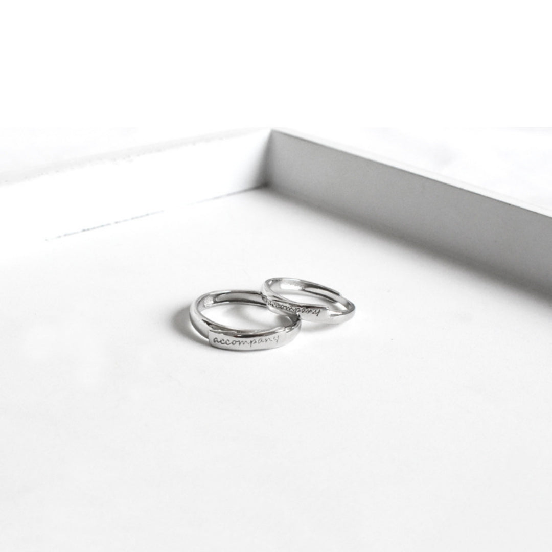 Rockyu 指輪 ペアリング フリーサイズ シルバー925 刻印入り シンプルデザイン 結婚・記念日用