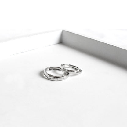 Rockyu 指輪 ペアリング フリーサイズ シルバー925 刻印入り シンプルデザイン 結婚・記念日用