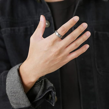 マット甲丸タングステンリング｜Rockyu 男女兼用 6mm/8mm 高耐久シンプル指輪 IPメッキ仕上げ