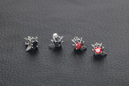 Rockyu メンズピアス シルバー ブラックスター CZジルコニア チタン製 アレルギー対応